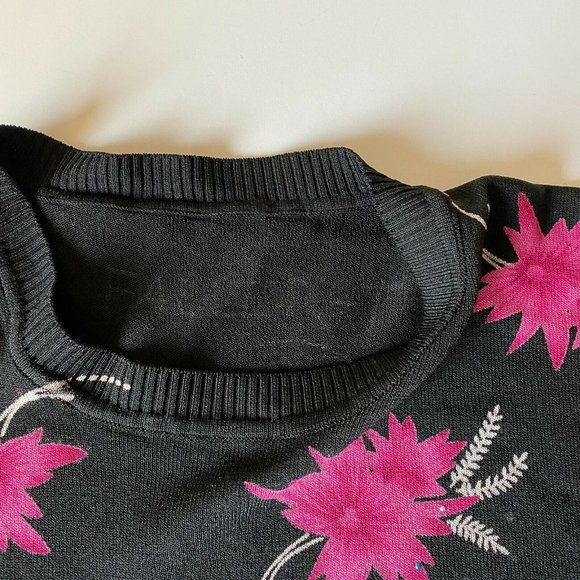 FALLER WOMENS BLACK FLORAL PRINTED TOP T SHIRT - Picture 5 of 8